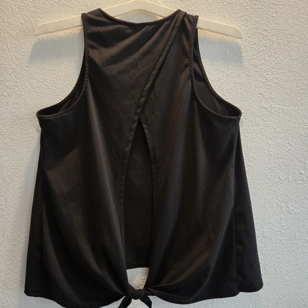 Yogalicious Black Open Back Tie Front Yoga Tank Top Womens Small Workout... - Picture 8 of 11
